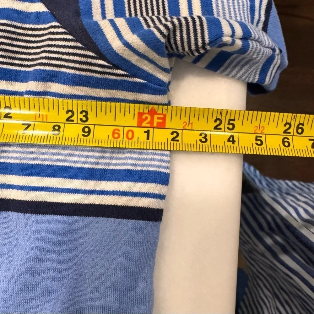 RALPH LAUREN POLO GOLF Mens Polo Shirt Blue, White, gray Stripe Sz L